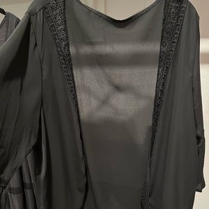 Black semi sheer kimono